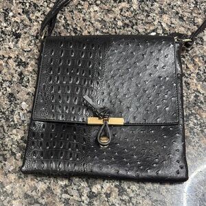 Black ostrich crossbody Bag excellent condition